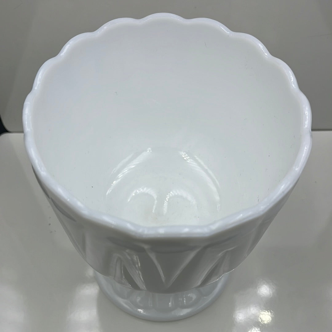 Milk Glass Zig-Zag Patterned Planter