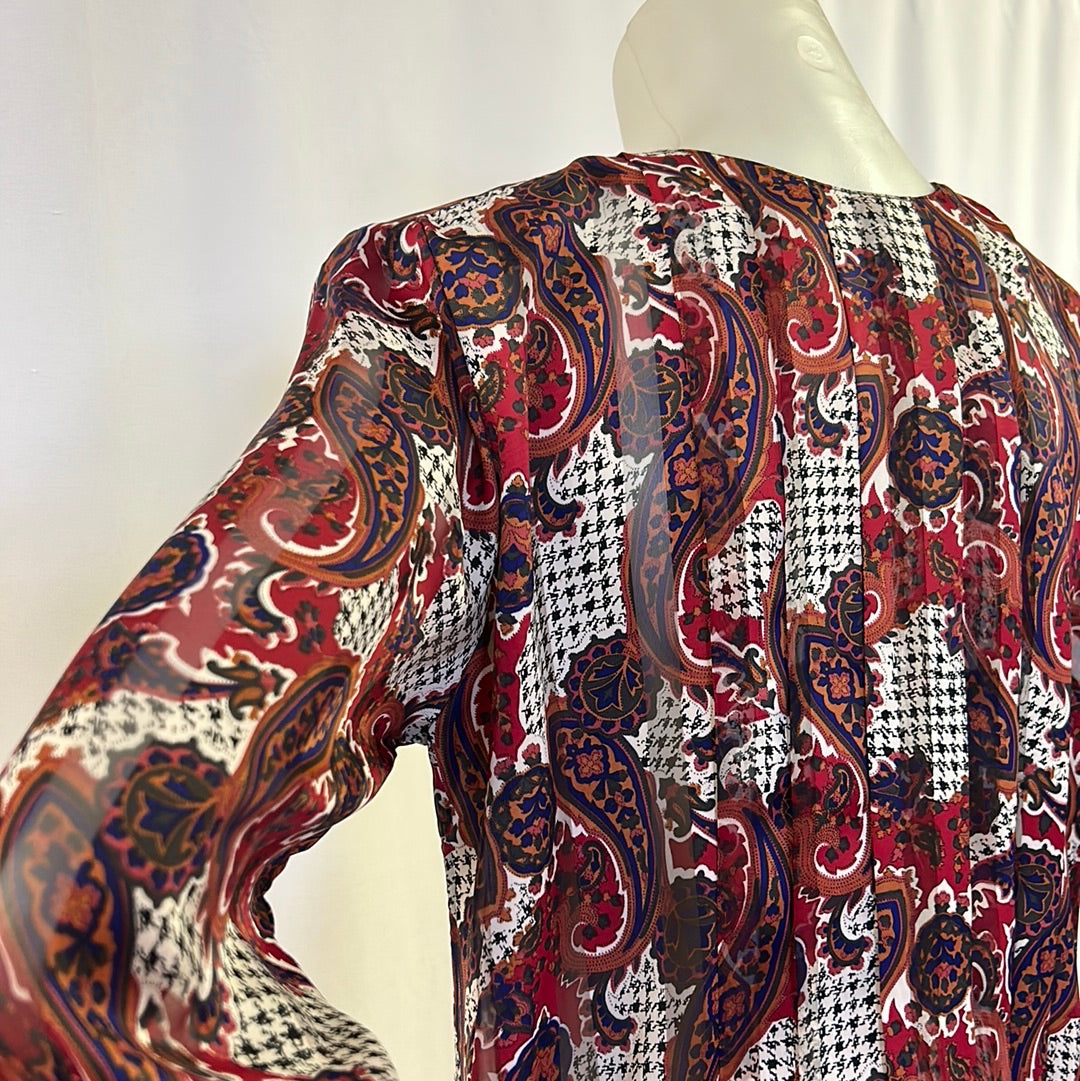 80s Paisley and Houndstooth Blouse