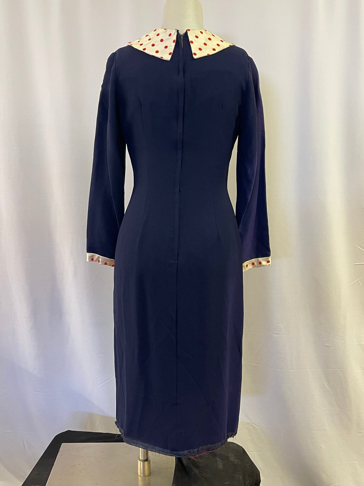 40s Blue Dress with Red Polka-dots