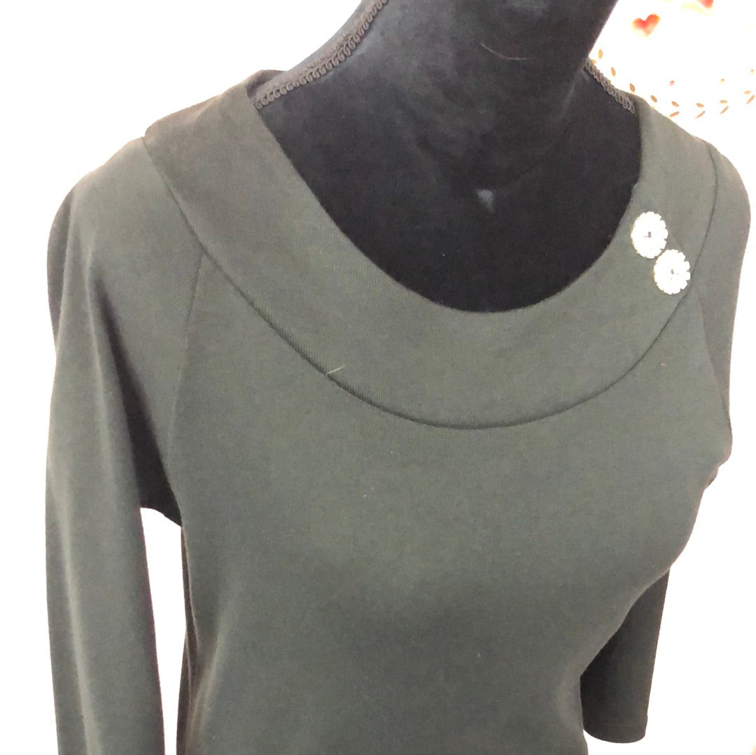 Black 3/4 length Sleeve Top with Rhinestone detail