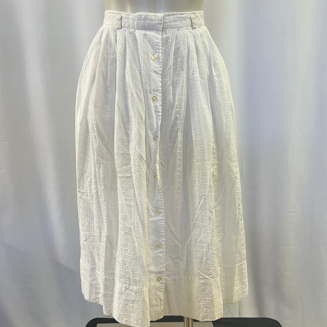 70s White Embroidered Skirt