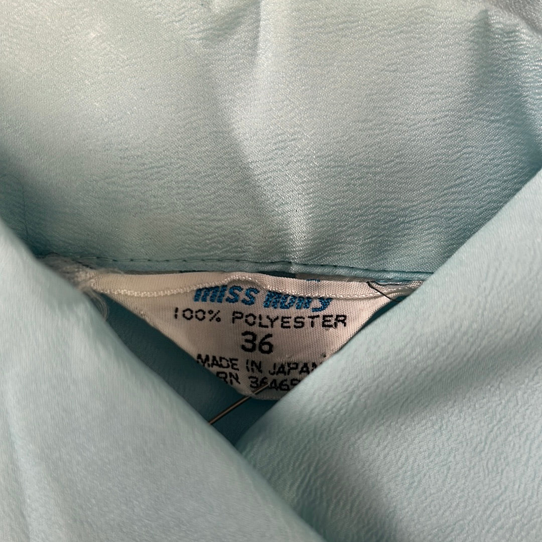 Sky Blue Long Sleeve Collared Blouse