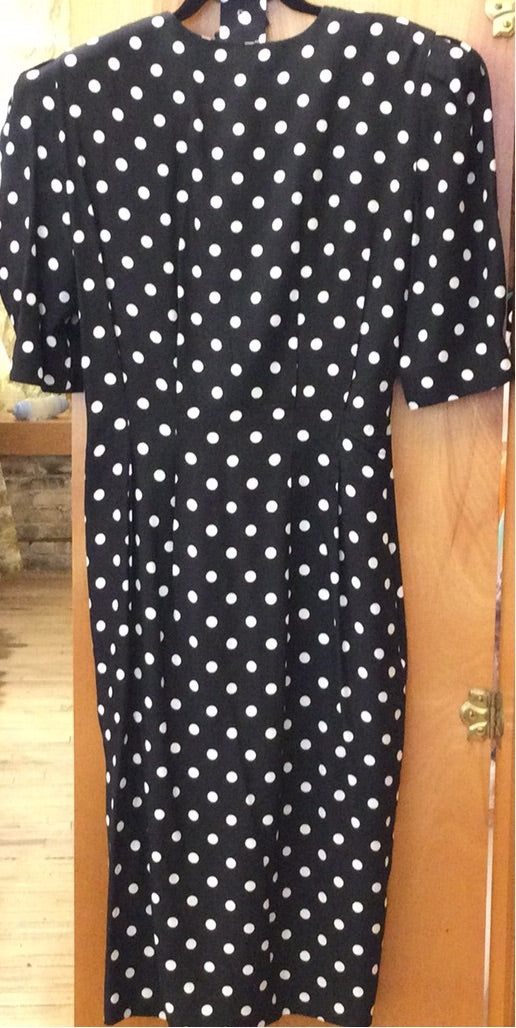 80s Black and White Polka Dot Dress