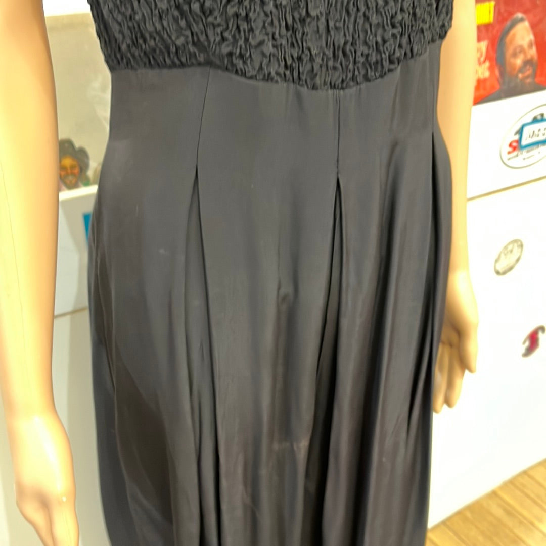 80s Black halter jumpsuit with wide pants