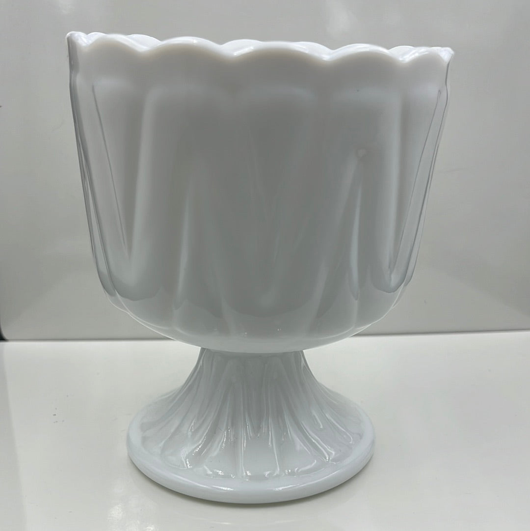 Milk Glass Zig-Zag Patterned Planter