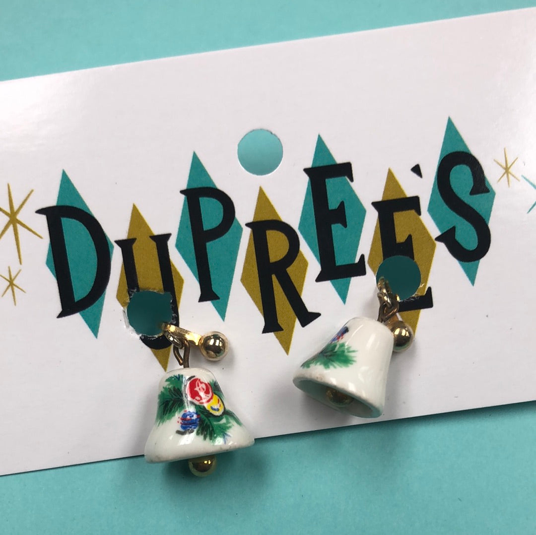 White bell earring with clip back