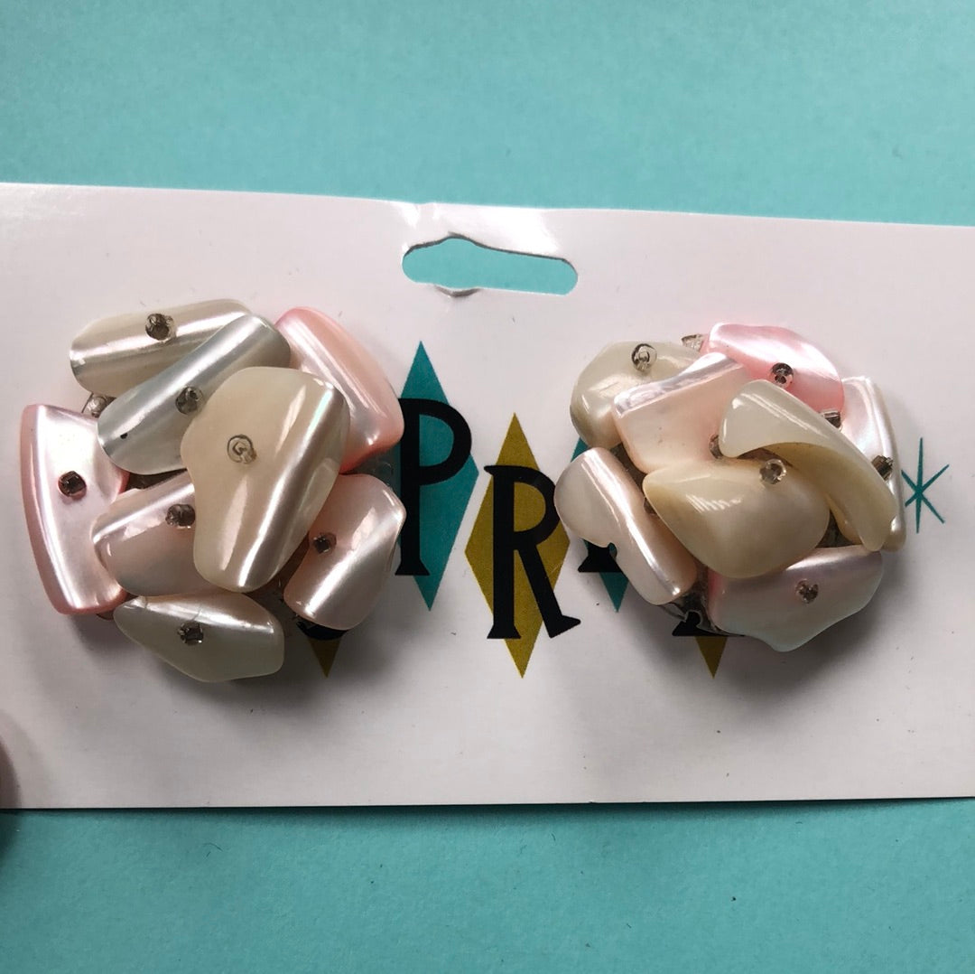 Pink / Ivory Clip On Earring