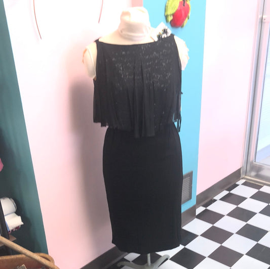 60s Flirty Black Cocktail Dress