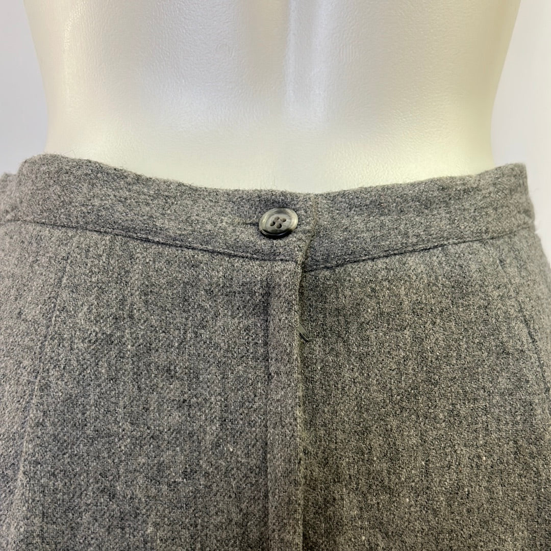 Grey Straight Wool Skirt