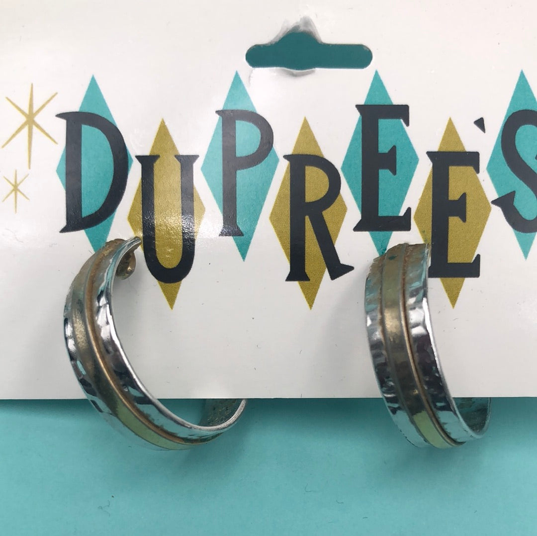 Silver Hoop With Gold Accent Pierced Earrings