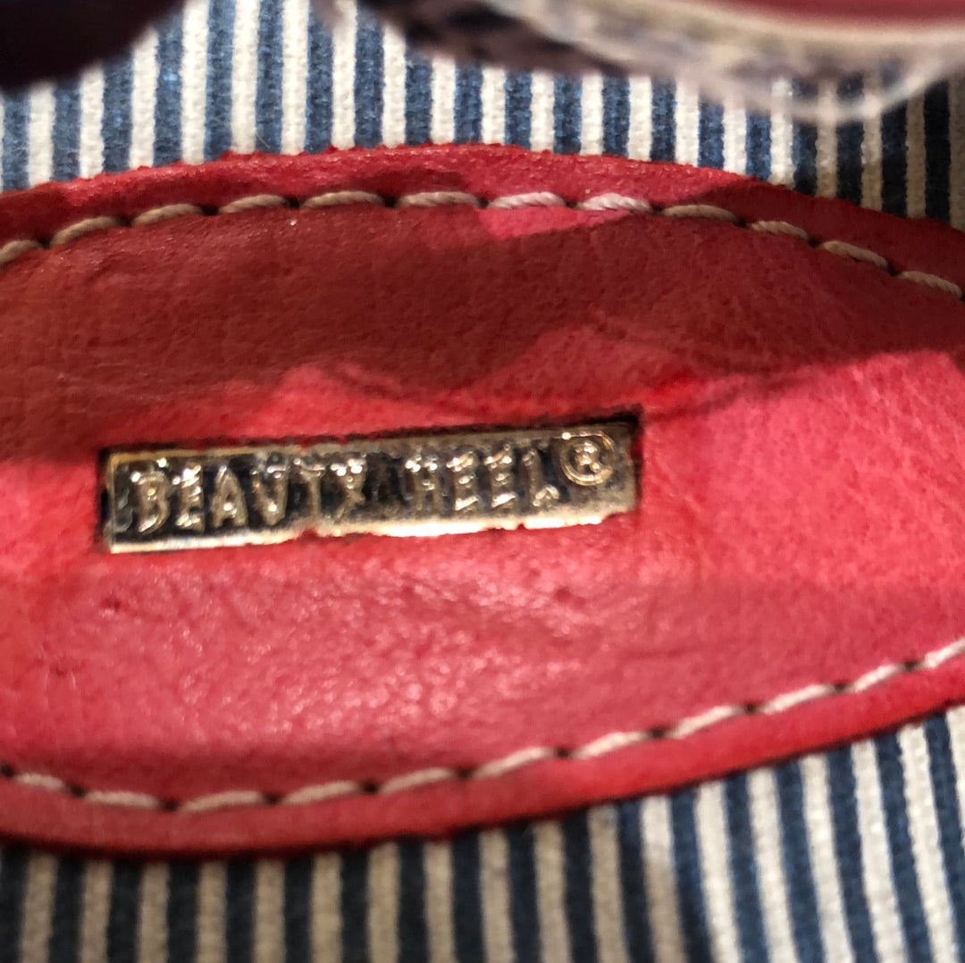 Nautical Red, White, and Blue Peep Toe Wedge