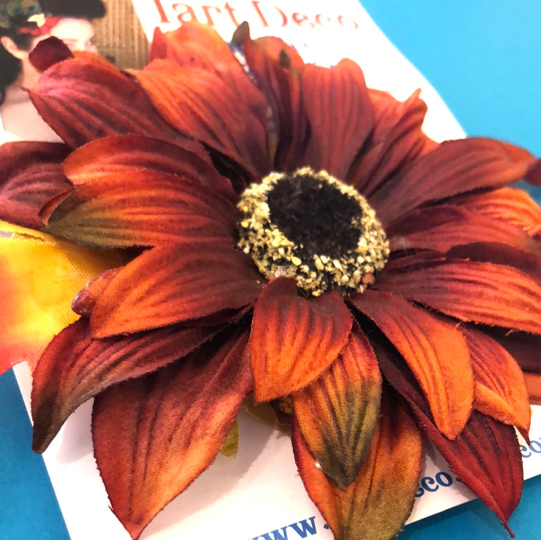 Tart Deco orange hair flower