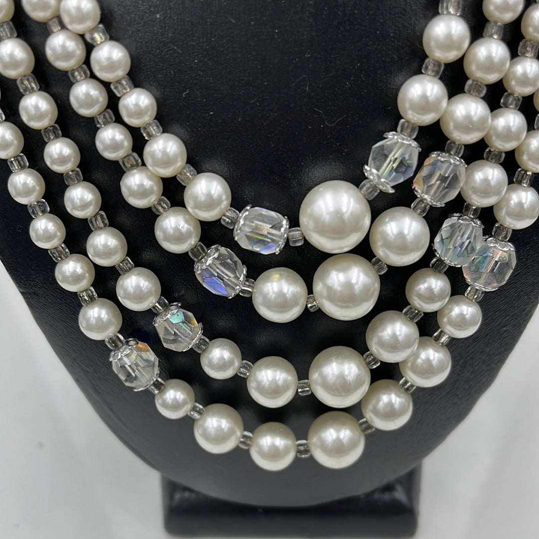 4 strand faux pearl necklace