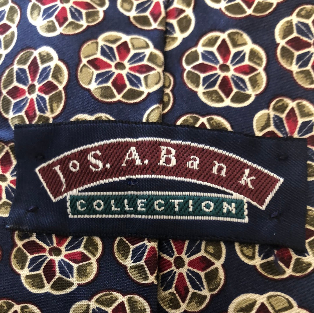 Blue tie with Maroon and Olive deign