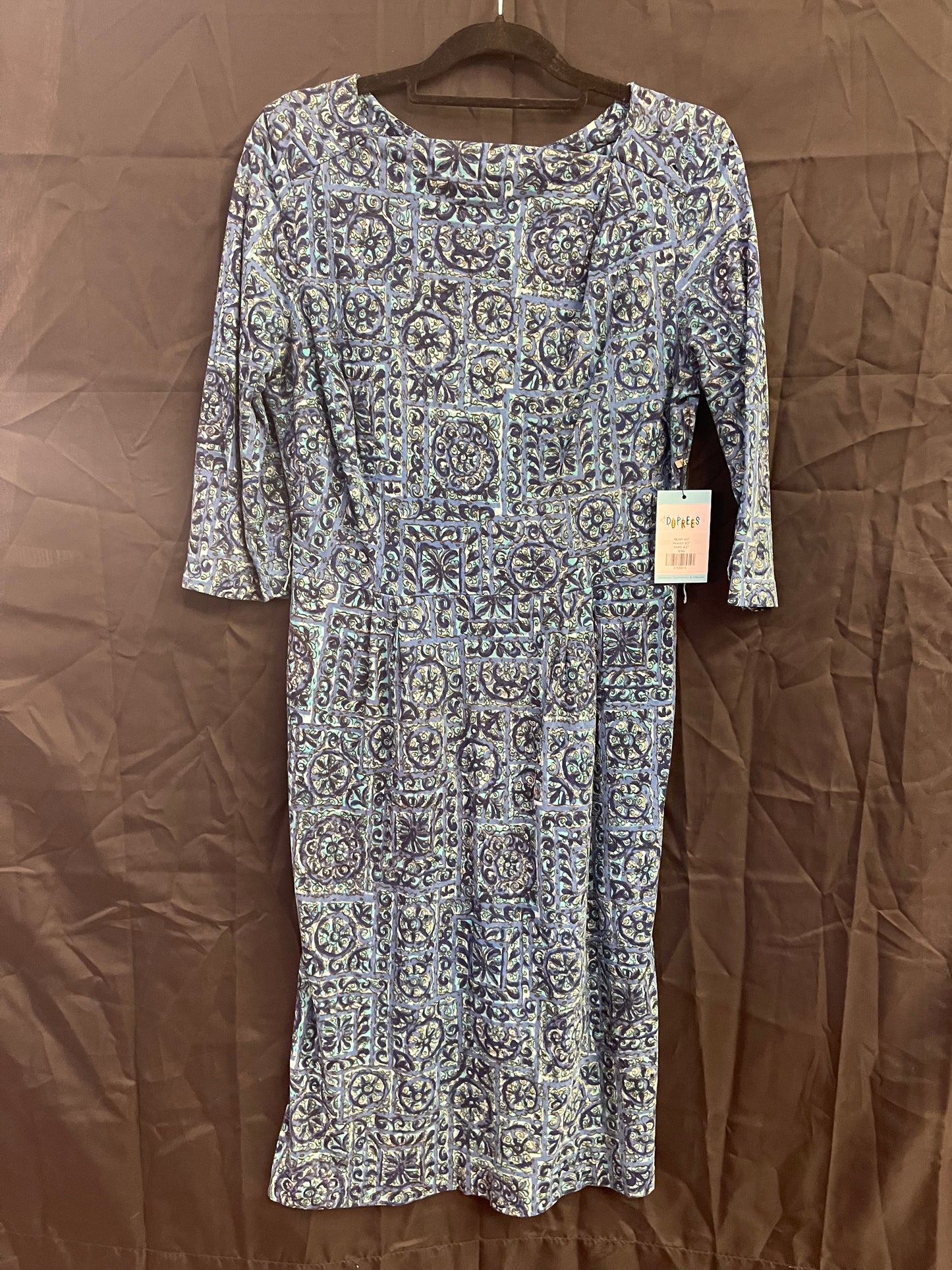 50s Blue Jersey Knit Dress