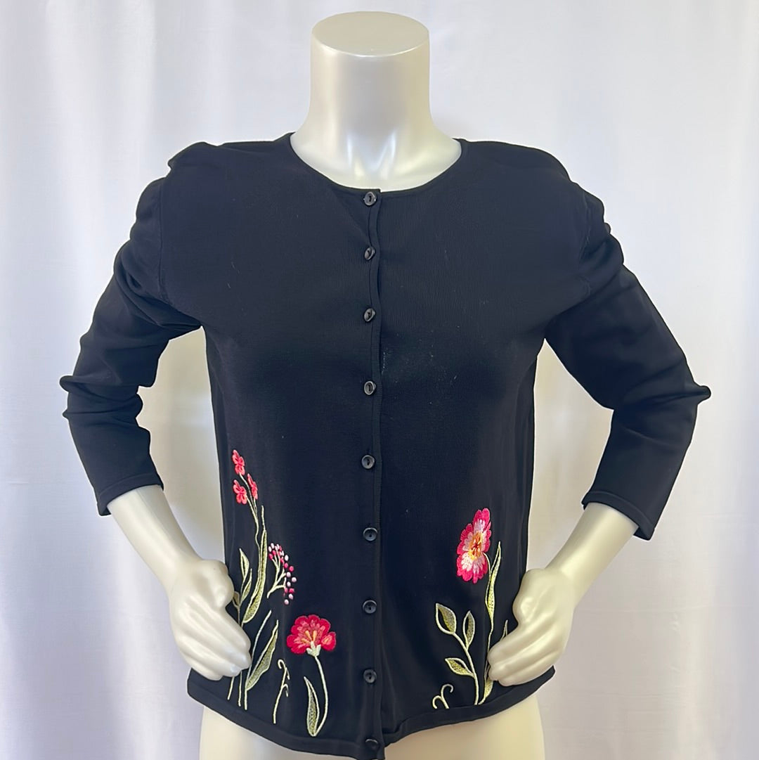Black Floral Cardigan