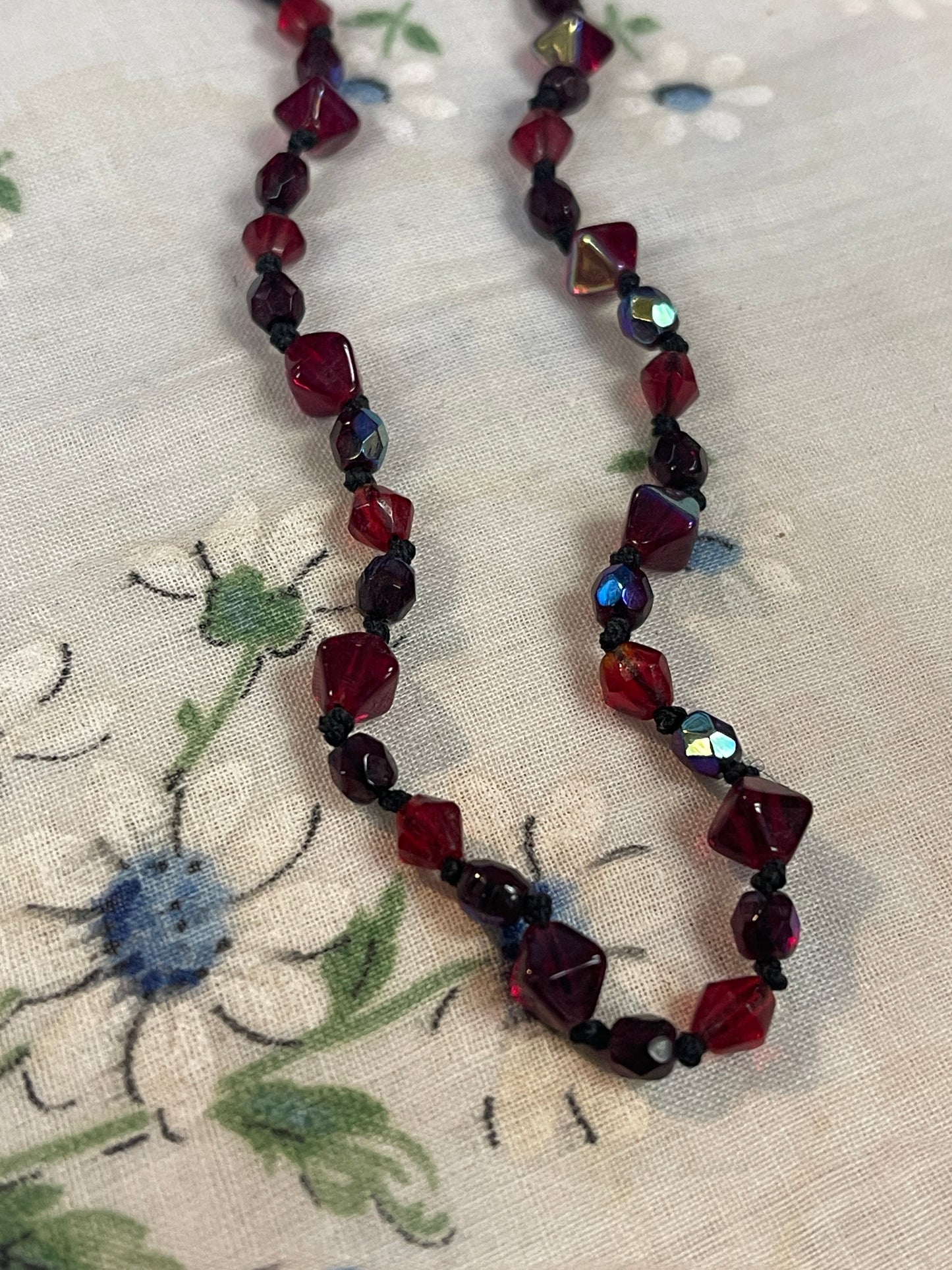Garnet Colored Bead Necklace