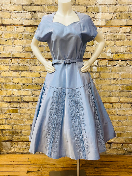 50s Blue Fit & Flare Dress