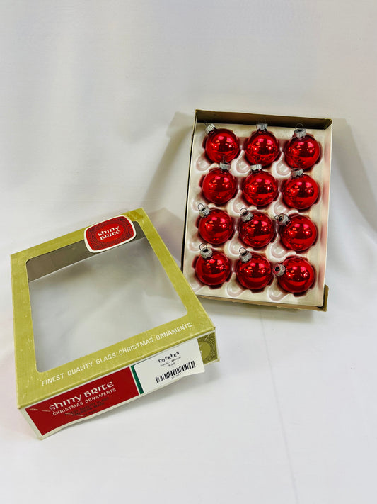 Shiny Brite Ornaments - small red