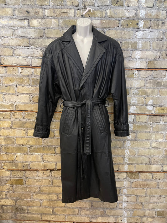 80s Leather Trench Coat