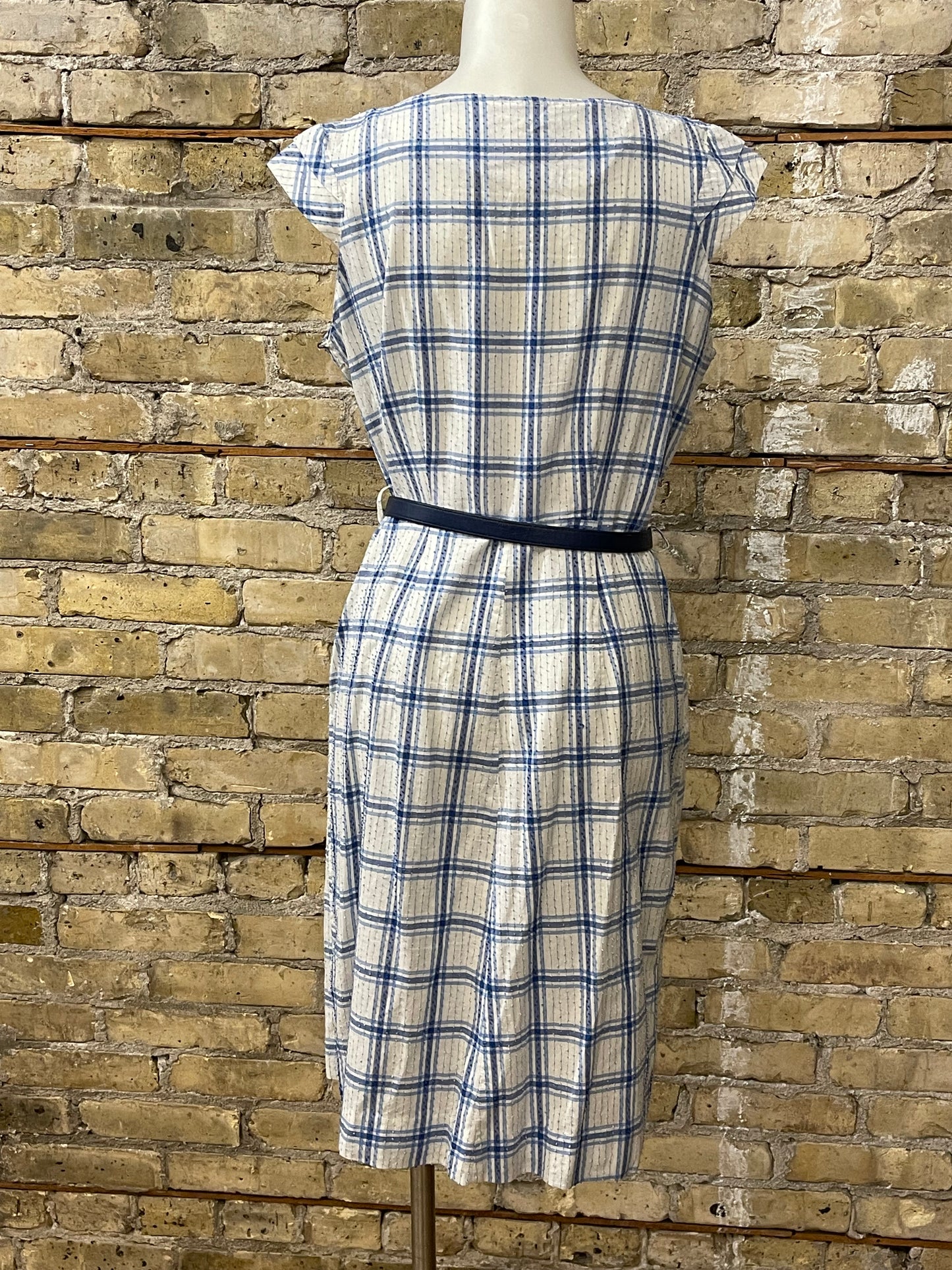 50s Blue Plaid Cotton Day Dress - Volup!