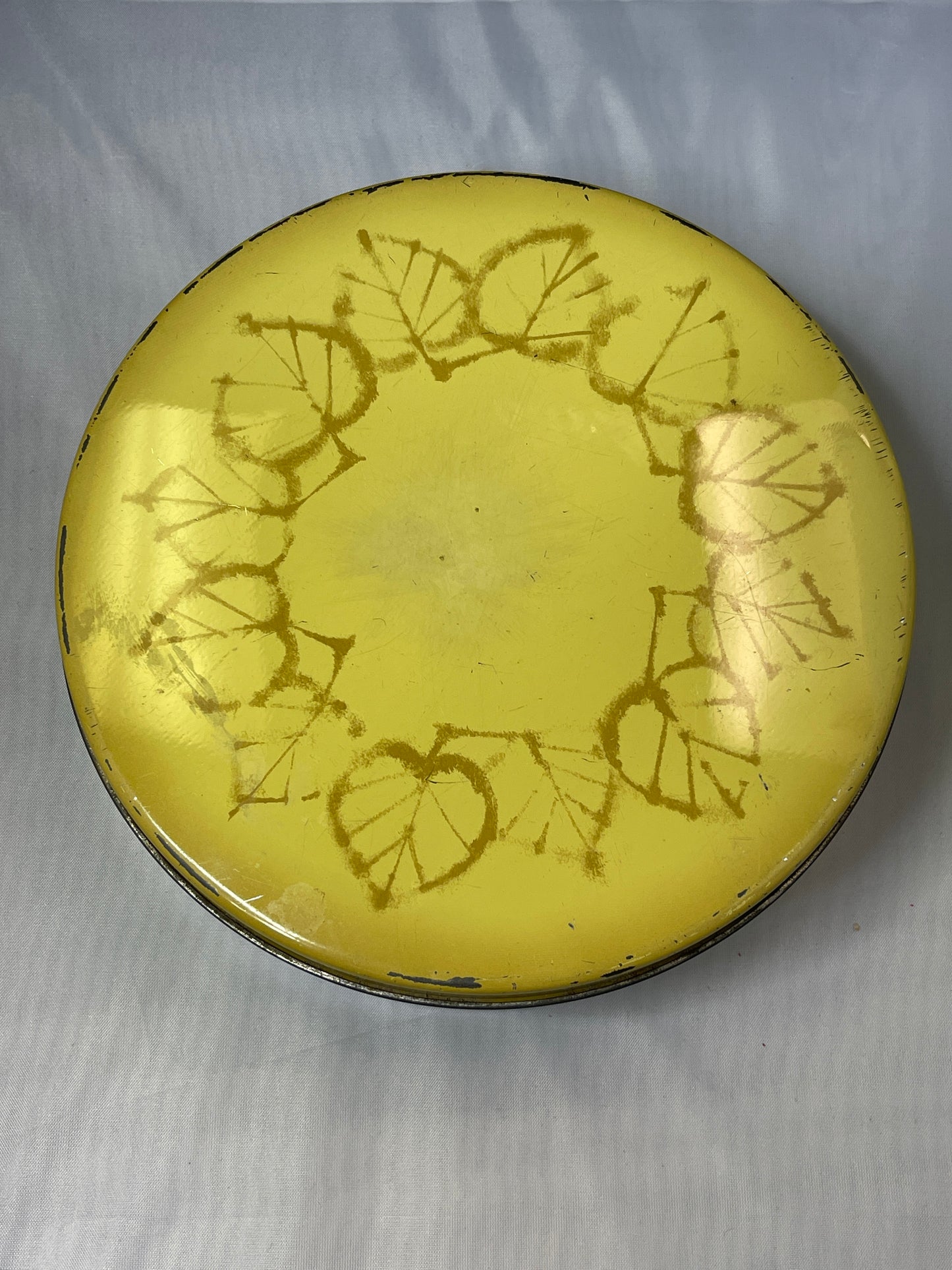 Yellow Leaf Print Tin