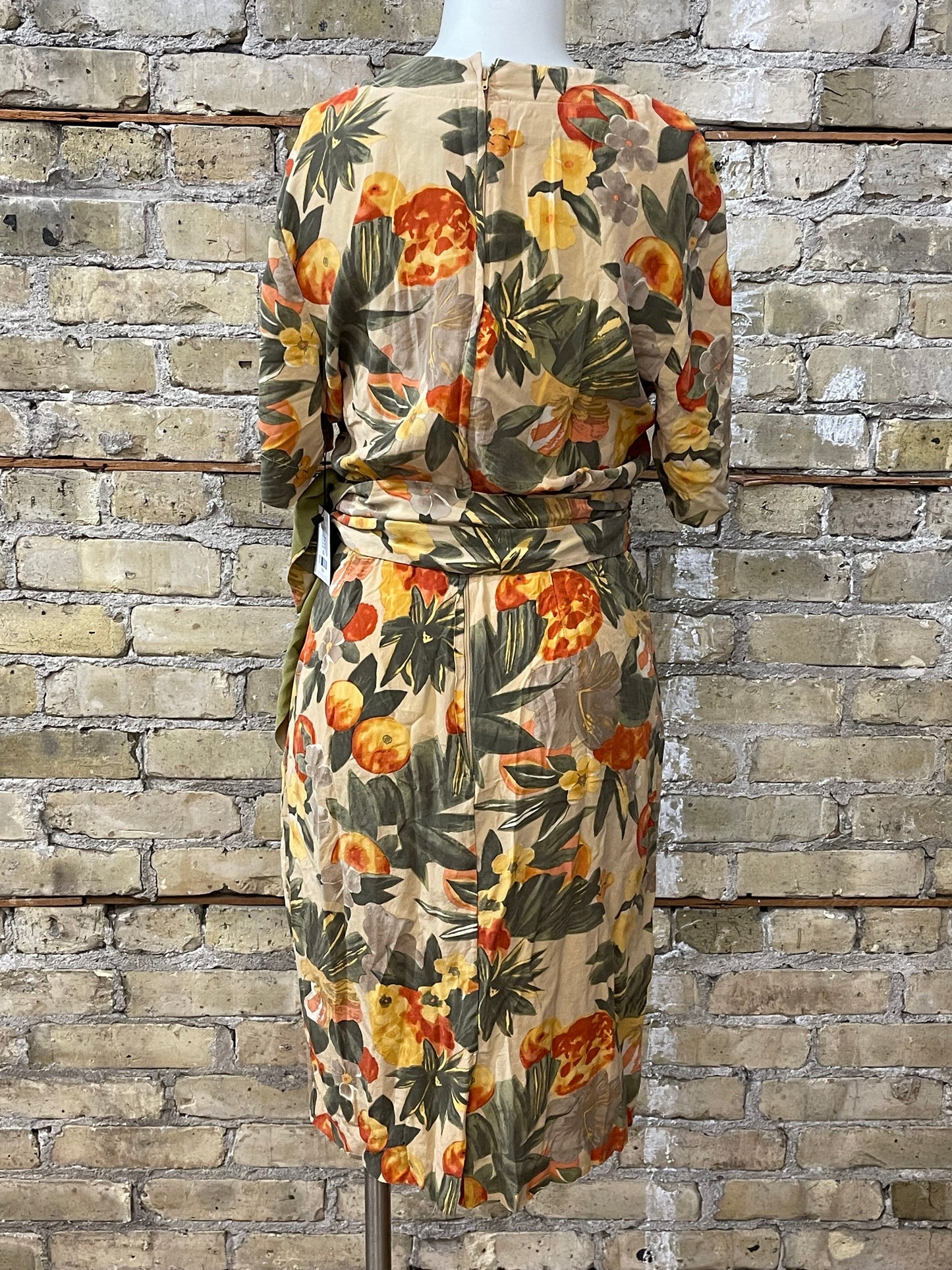 80s Silk Faux Wrap Dress