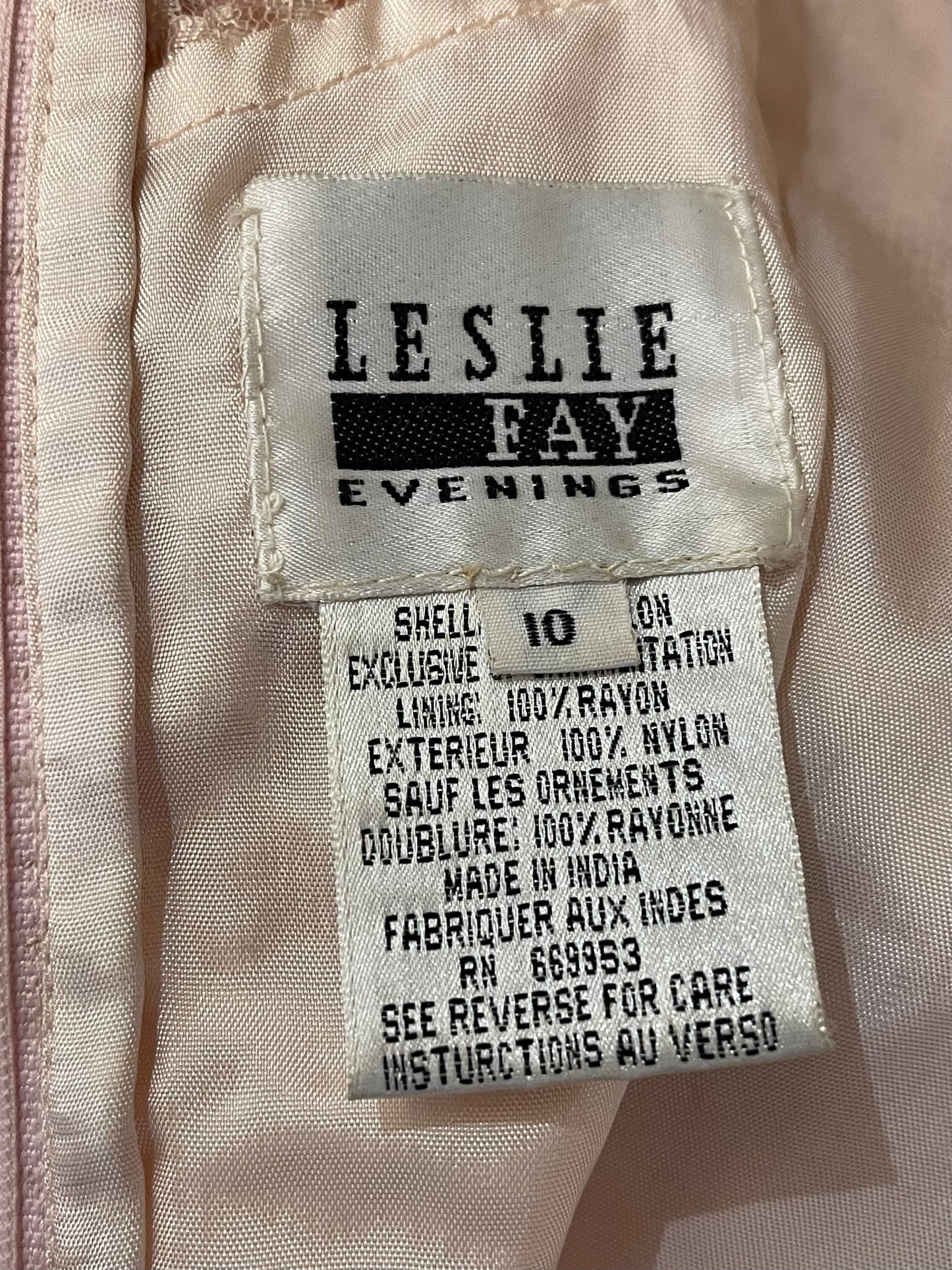 80s Leslie Fay Peach Beaded Dress