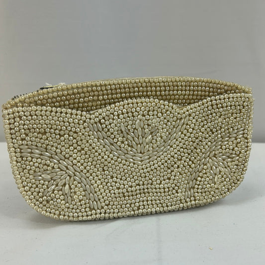 Ivory Beaded Clutch with Zip Top