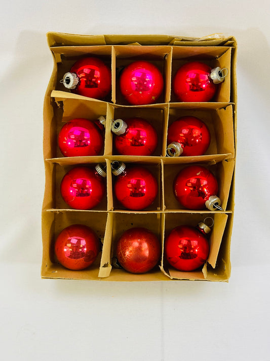 Vintage Glass Ornaments - Small Red