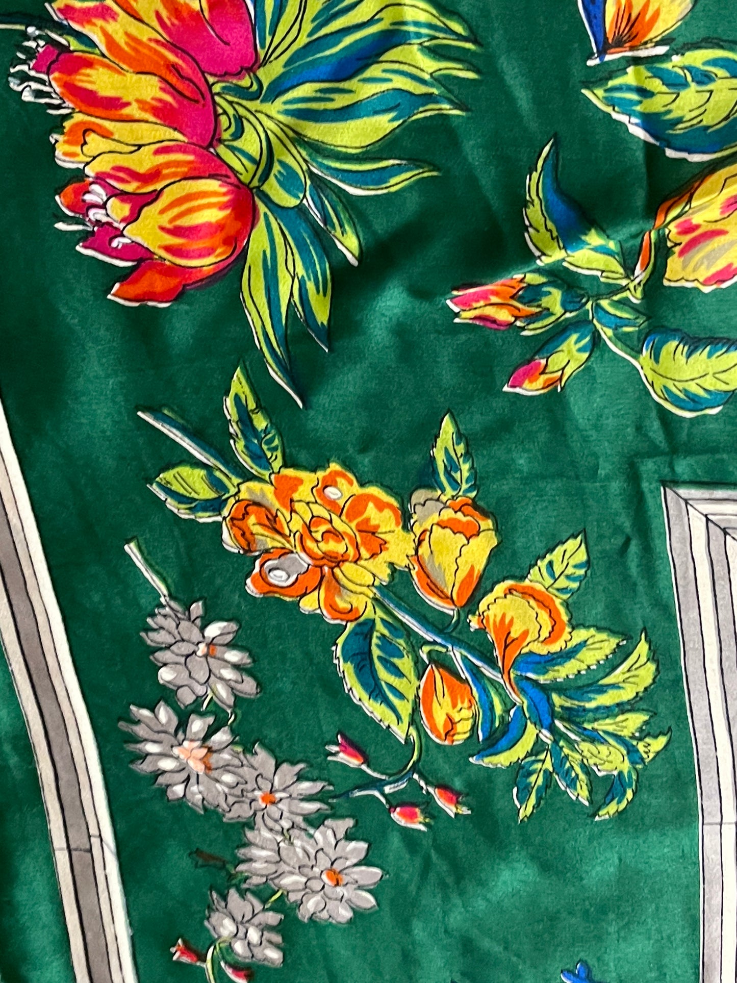 Green Border Silk Scarf