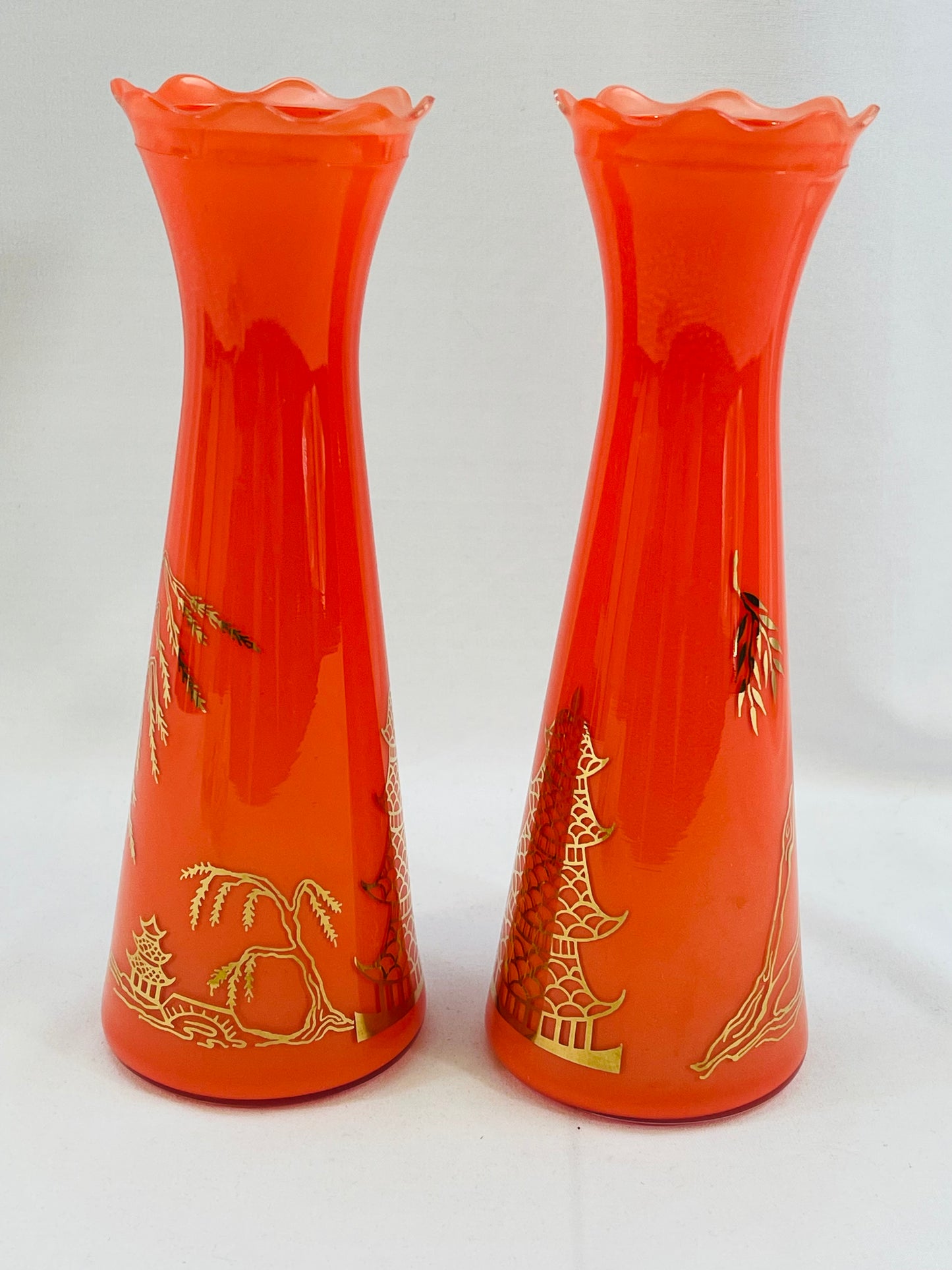 Set of 2 Orange Vases