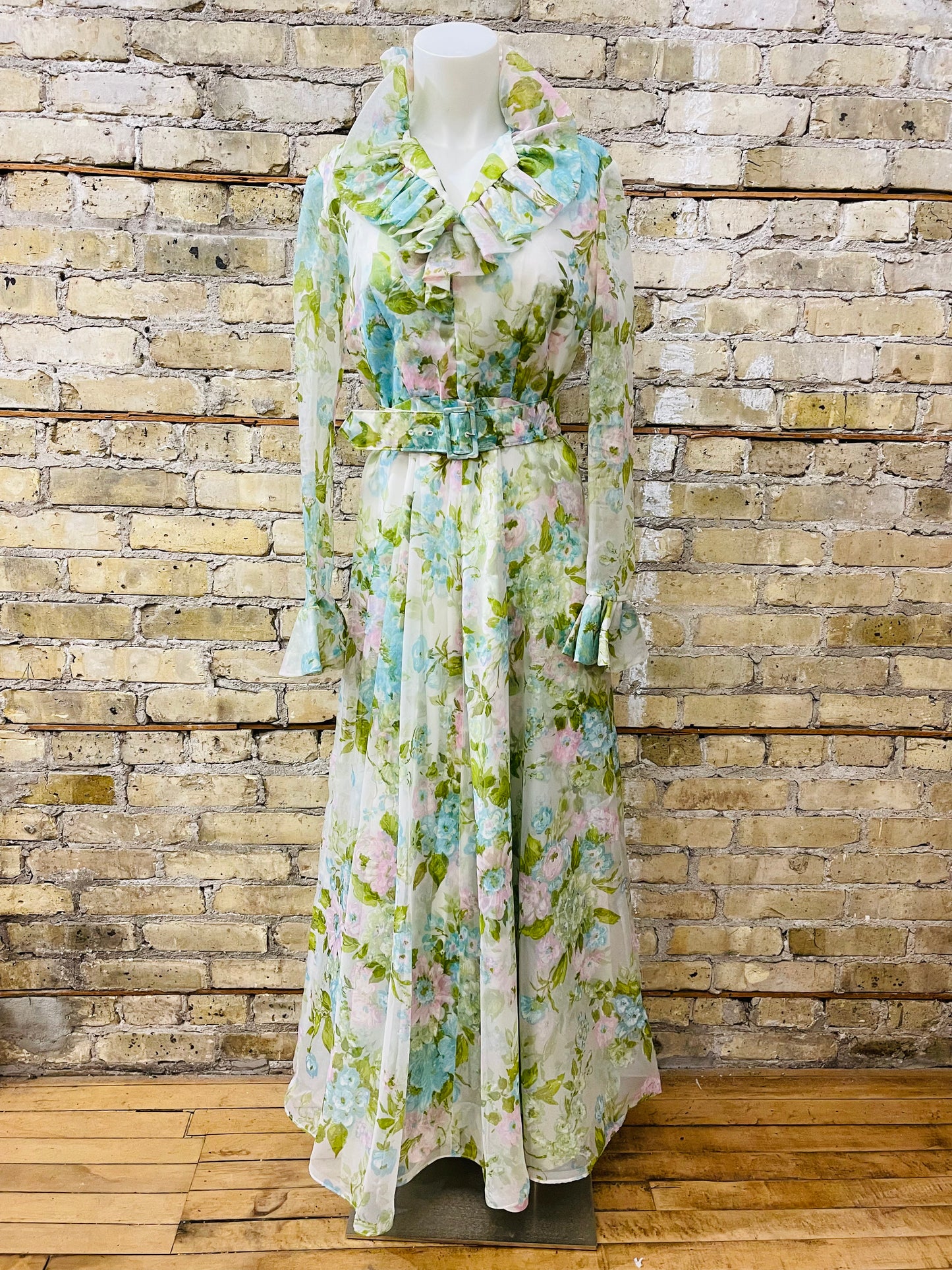 70s Floral Boho Maxi Dress