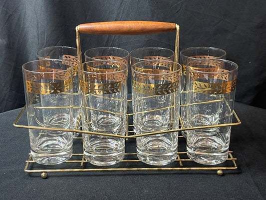 Federal Gold Leaf Tumblers with Rack