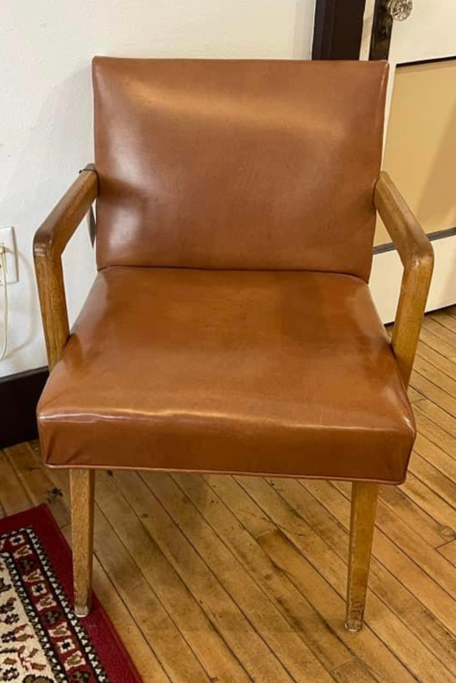 The Milwaukee Chair Company Brown Vinyl & Wood Chair
