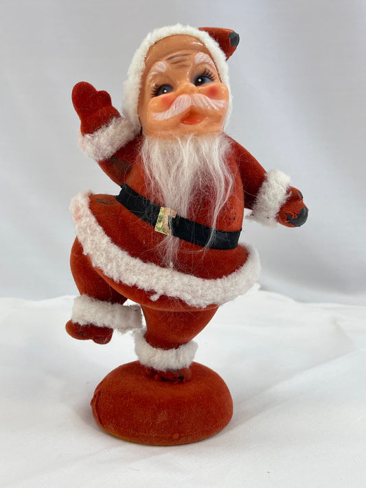 Vintage Flocked Dancing Santa