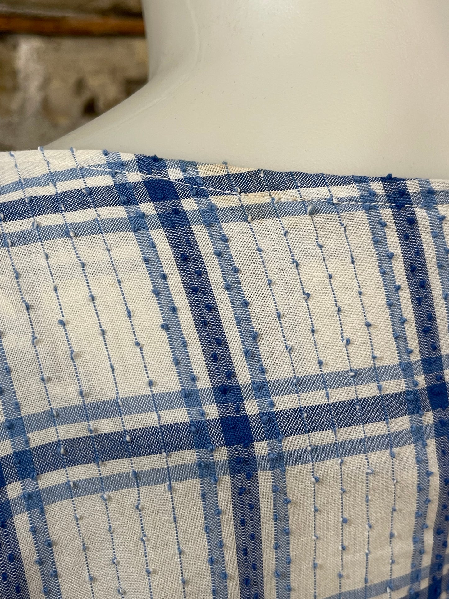 50s Blue Plaid Cotton Day Dress - Volup!