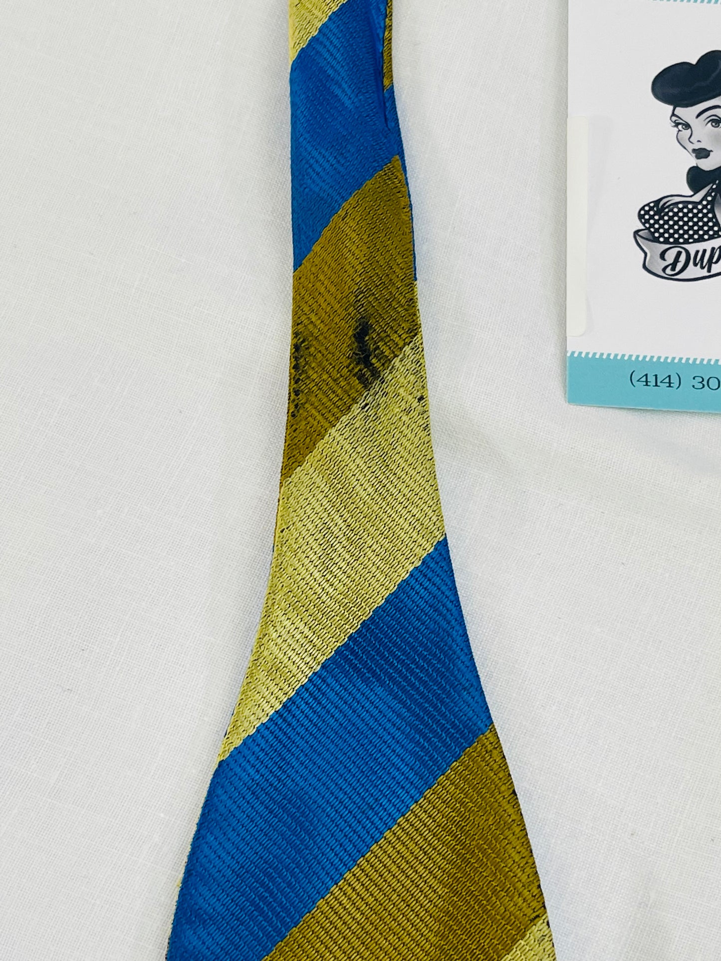 Vintage Blue & Gold Bow Tie