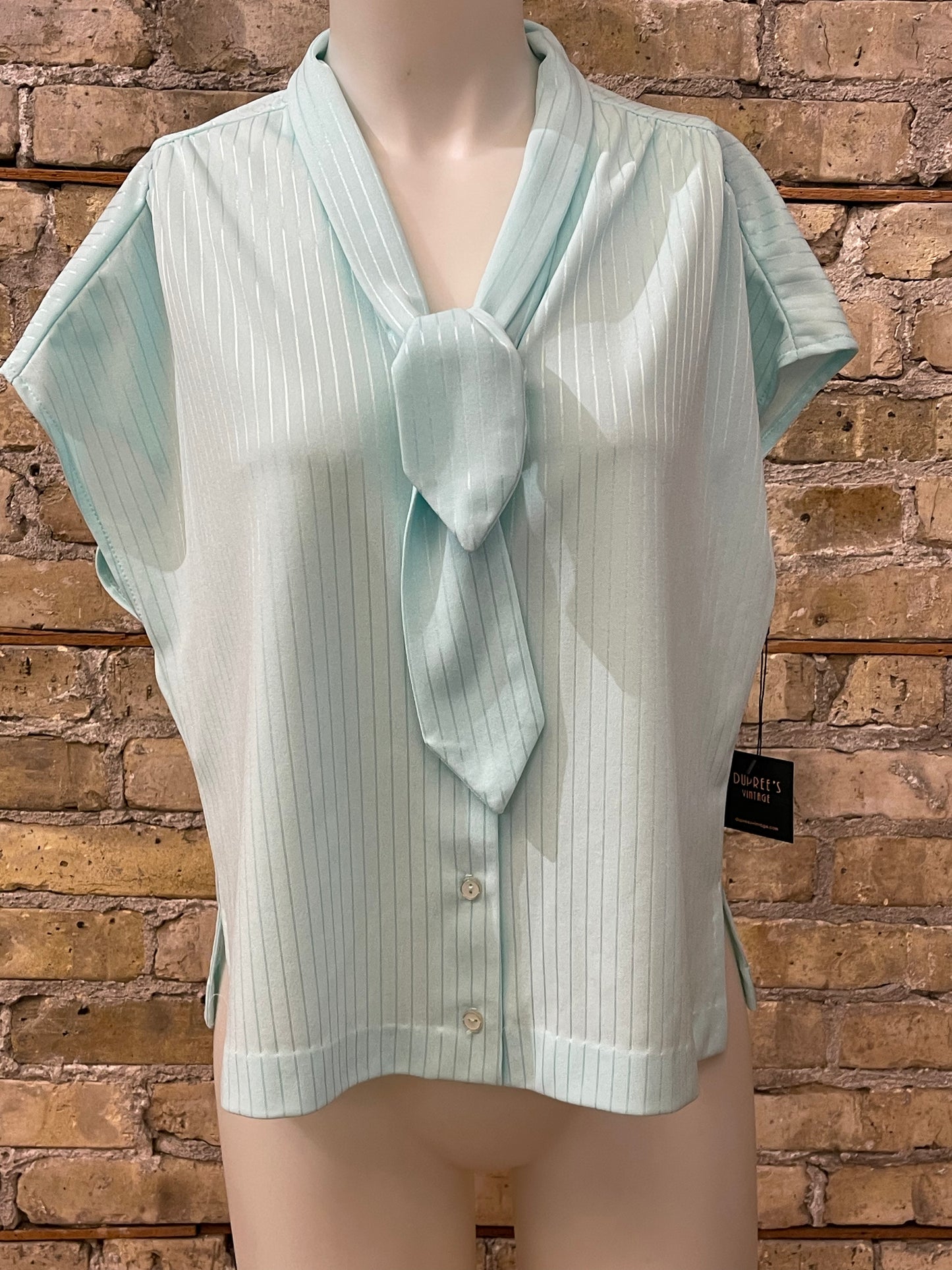 Teal Sleeveless 70s Blouse