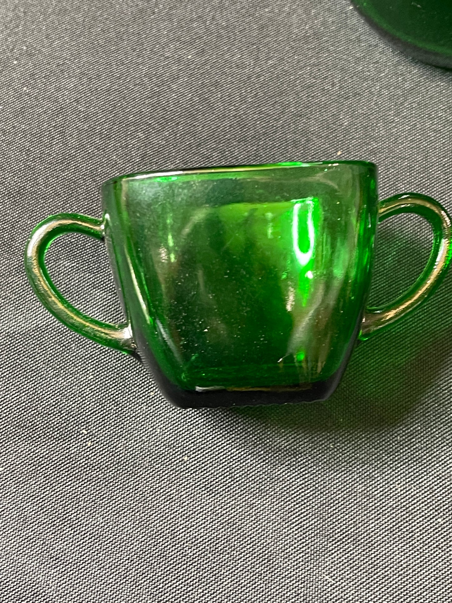 Anchor Hocking Green Pitcher with Creamer & Sugar Bowl