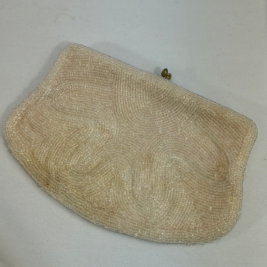 Vintage Small Hand Beaded Purse/Clutch Made in Belgium Gold