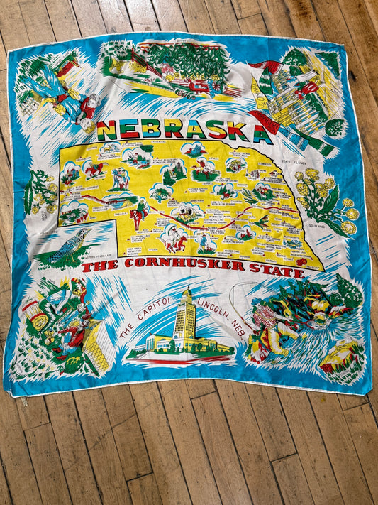 50s Nebraska souvenir scarf