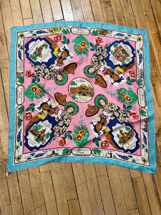 50s Texas Alamo souvenir scarf