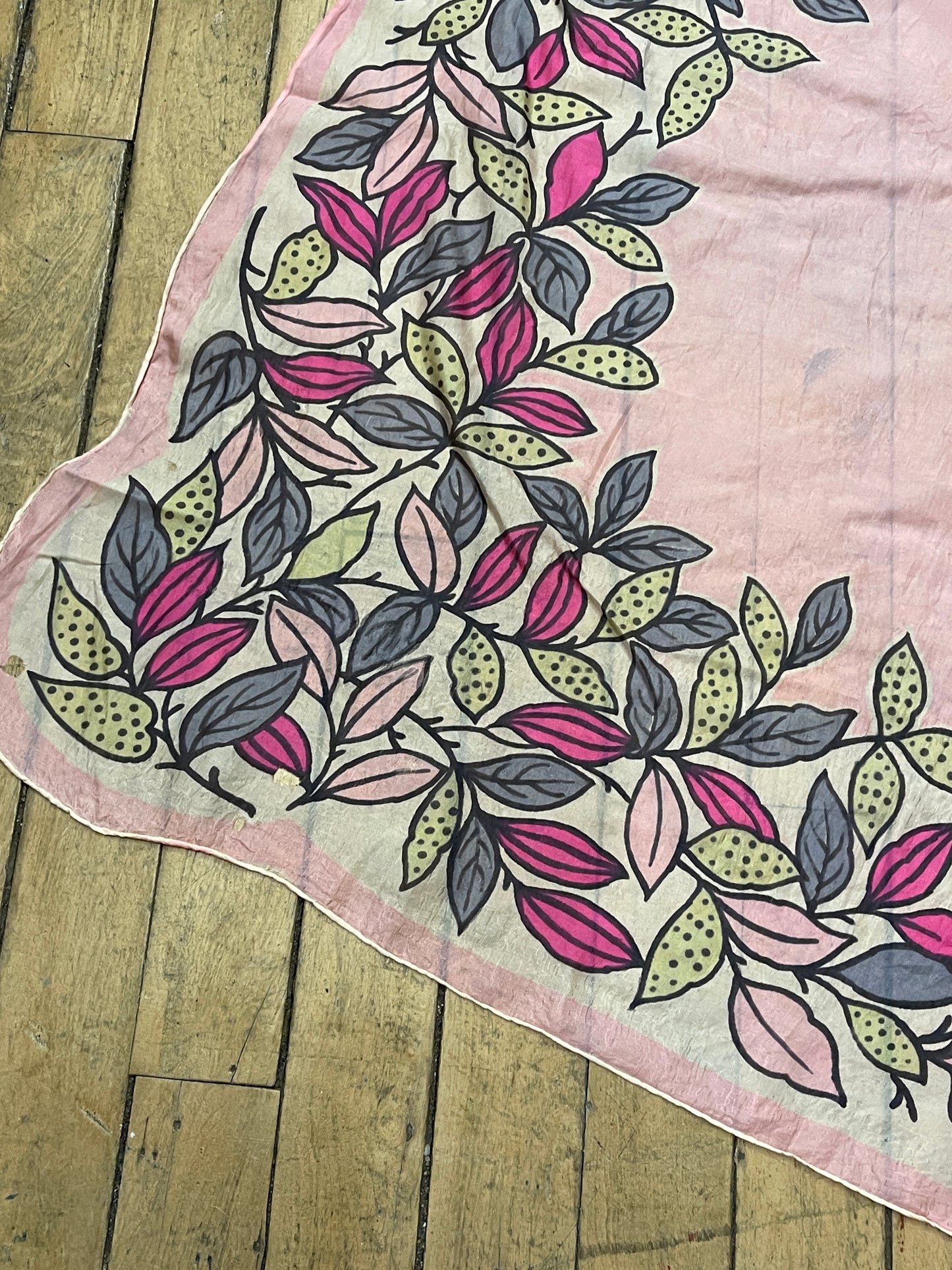 Vintage Pink Leaves Scarf