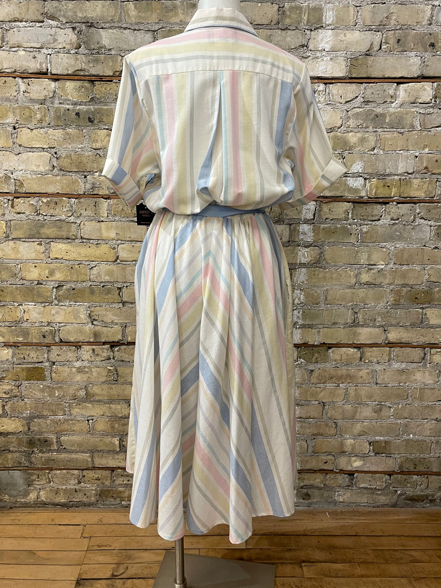 Pastel Striped 80s Shirt Dress