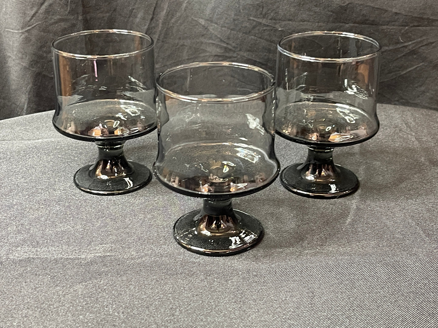 Libbey Smokey Stemmed Rock Glasses