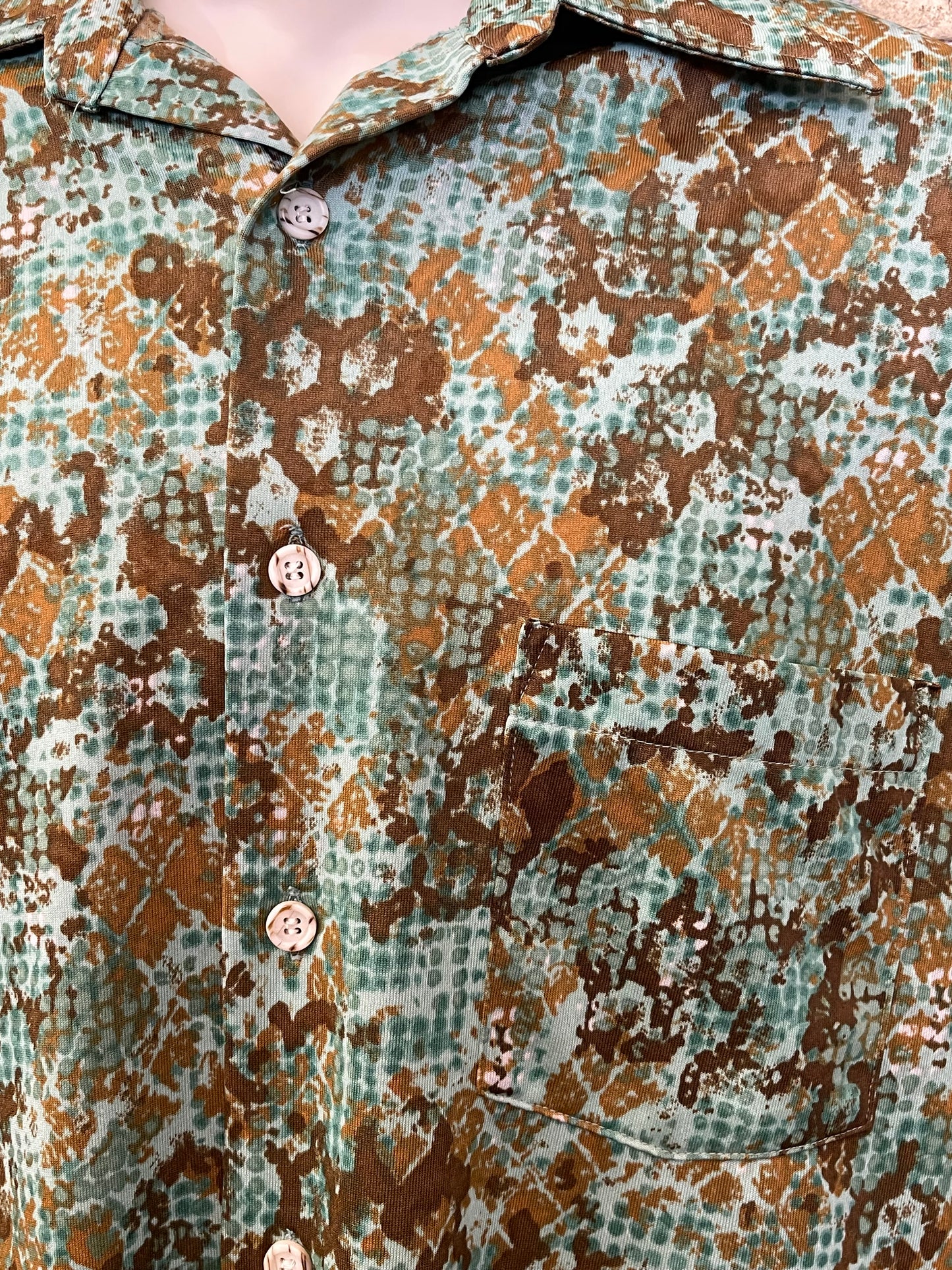 Green 70s Abstract Print Shirt