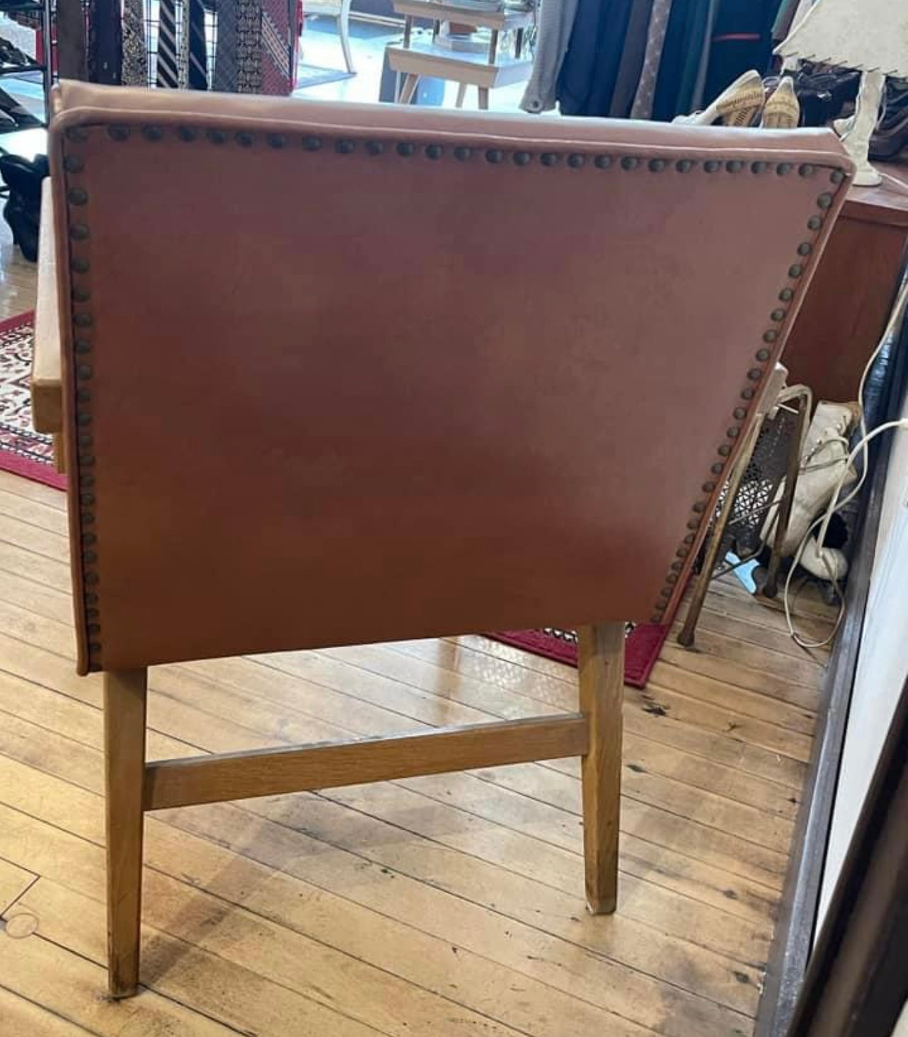 The Milwaukee Chair Company Brown Vinyl & Wood Chair