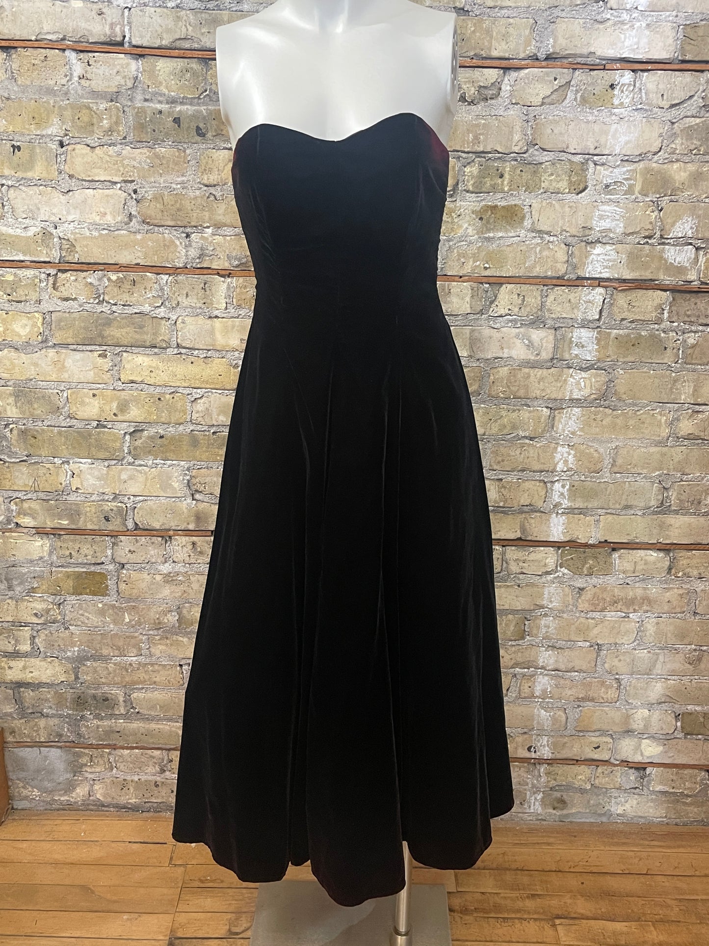 80s Velvet Strapless Dress