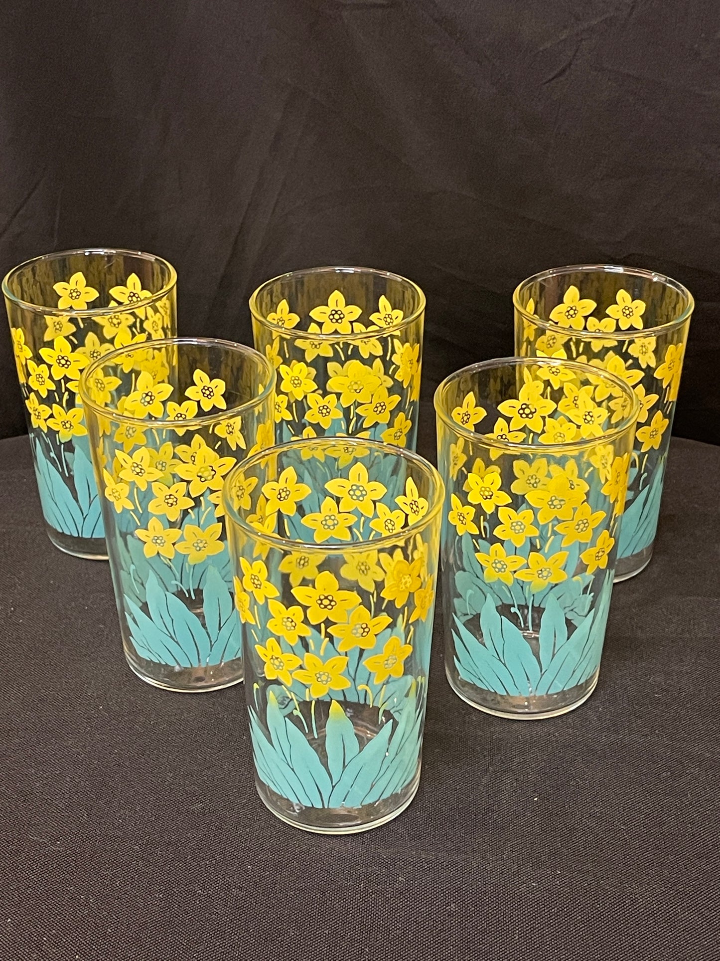 Vintage Daffodil Drinking Glasses